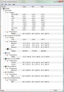 System temp as measured by PC heat monitor